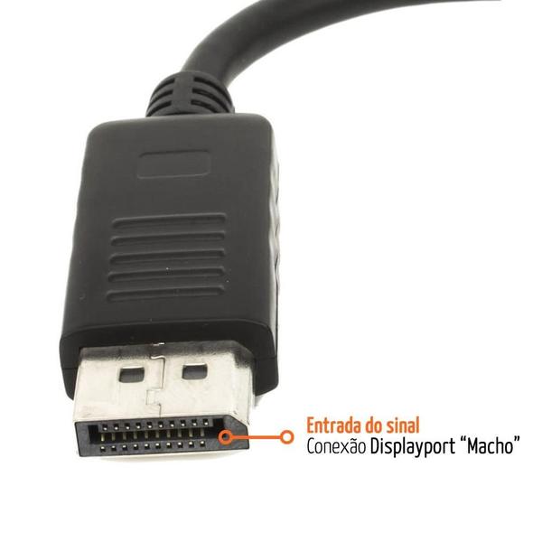 Imagem de Cabo Adaptador Conversor DisplayPort para HDMI - 15cm (DisplayPort M X HDMI F)