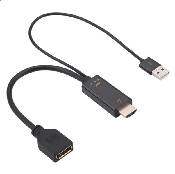 Imagem de Cabo Adaptador Conversor Hdmi Para Displayport Ativo Usb 5V