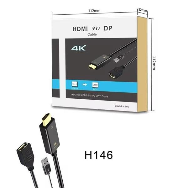 Imagem de Cabo Adaptador Conversor Hdmi Para Displayport Ativo Usb 5V