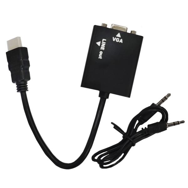 Imagem de cabo adaptador conversor HDMI para VGA c/ saida de áudio  co01