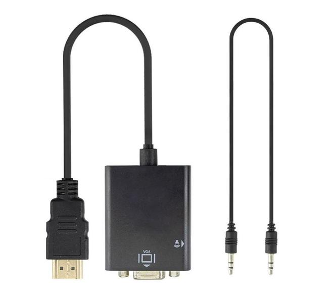 Imagem de Cabo Adaptador Conversor Hdmi Para Vga Com Cabo Auxiliar de Áudio