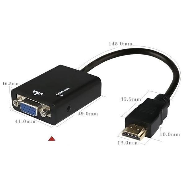 Imagem de Cabo Adaptador Conversor HDMI para VGA com saída Áudio P2