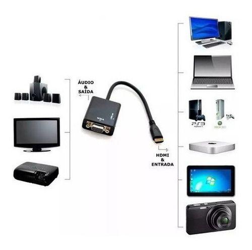 Imagem de Cabo Adaptador Conversor Hdmi Para Vga Com Saída P2 De Áudio