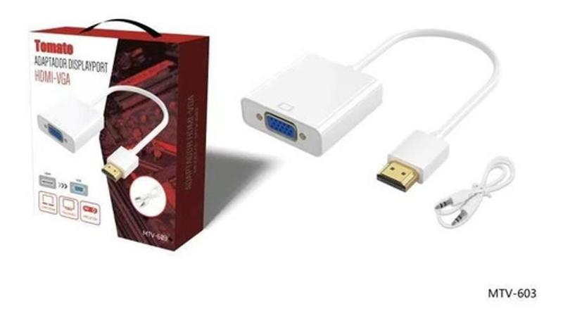 Imagem de Cabo Adaptador Conversor Hdmi Para Vga Usb E P2 Tomate