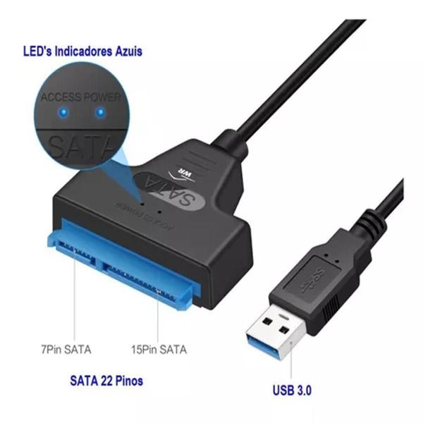 Imagem de Cabo Adaptador Conversor Ssd Hd Sata Notebook 2,5 P/ Usb 3.0