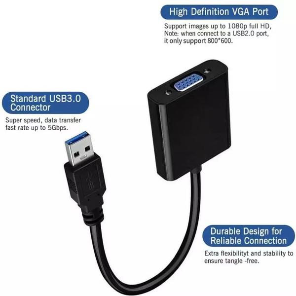 Imagem de Cabo Adaptador Conversor Usb Para Vga Monitor - Usb 3.0