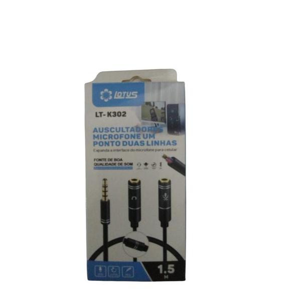 Imagem de Cabo Adaptador D Fone De Ouvido, 3.5Mm Aux Microfone Lt K302