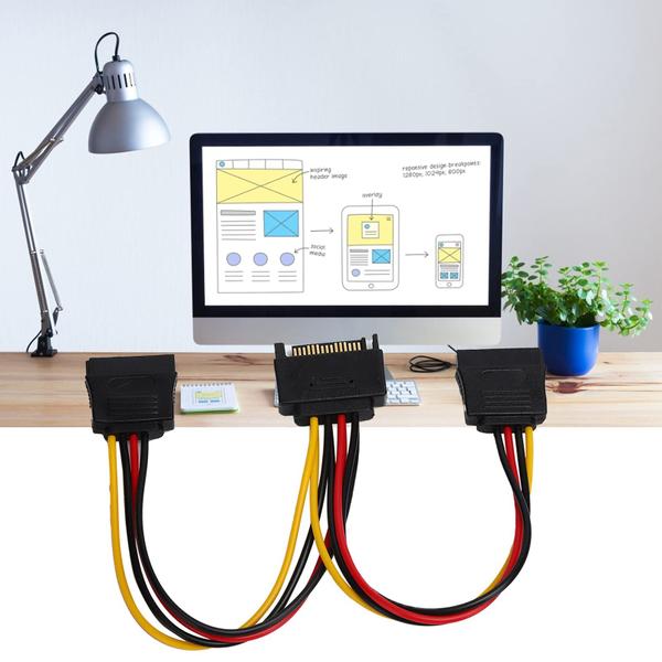 Imagem de Cabo adaptador de alimentação de disco rígido SATA 1 a 2 para transmissão de dados