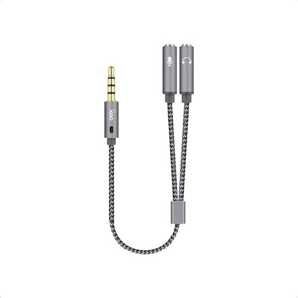 Imagem de Cabo Adaptador De Audio P3/P2 Nylon Trançado Ce401 20Cm Cinza