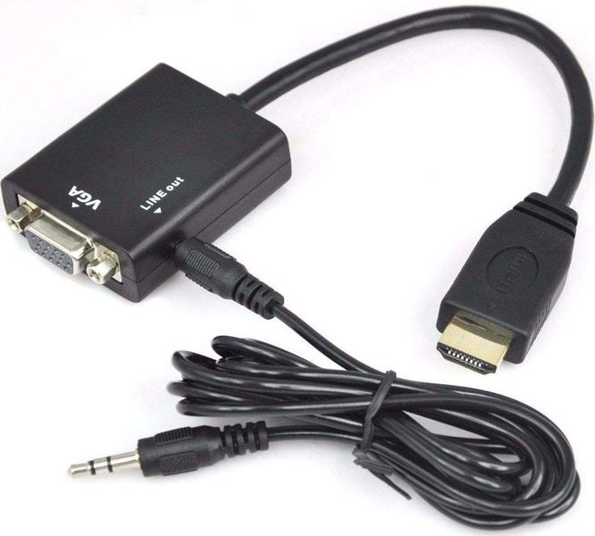 Imagem de Cabo adaptador de video e audio HDMI Macho para VGA Femea e P2