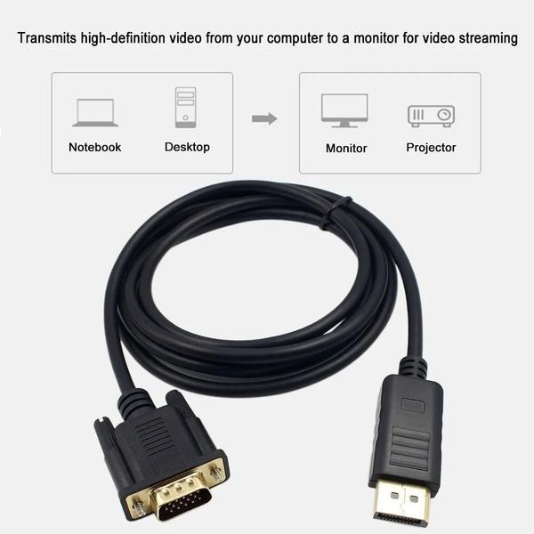 Imagem de Cabo Adaptador Displayport Macho X Vga Macho 1.8m