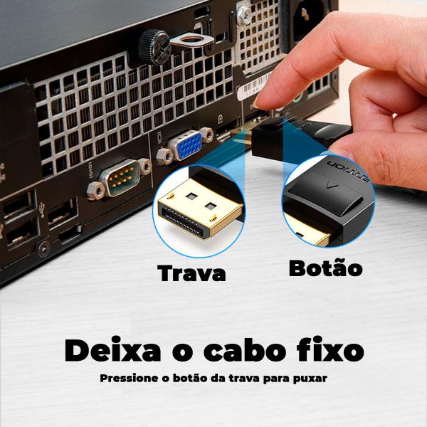 Cabo Adaptador Displayport Para DVI D 1080P Dp 2m Vention Imagem de Cabo Adaptador Displayport Para DVI D 1080P Dp 2m Vention