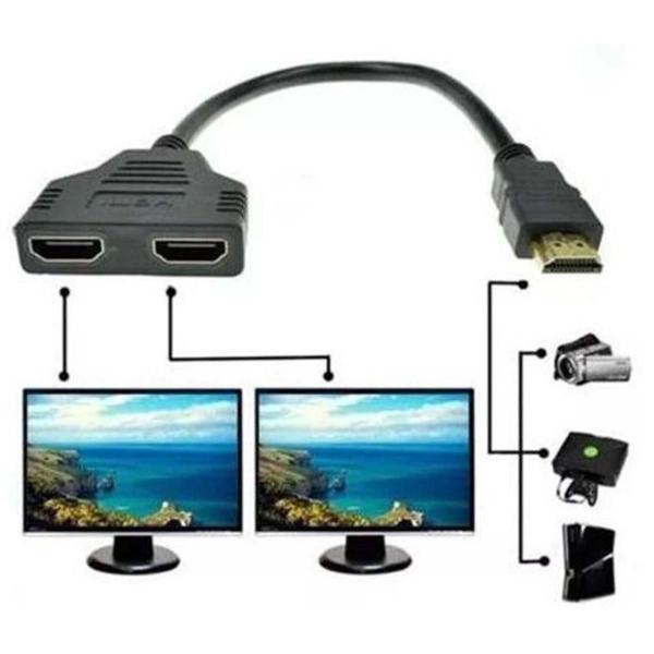 Imagem de Cabo Adaptador Divisor Duplicador HDMI 1 Entrada X 2 Saídas Splitter