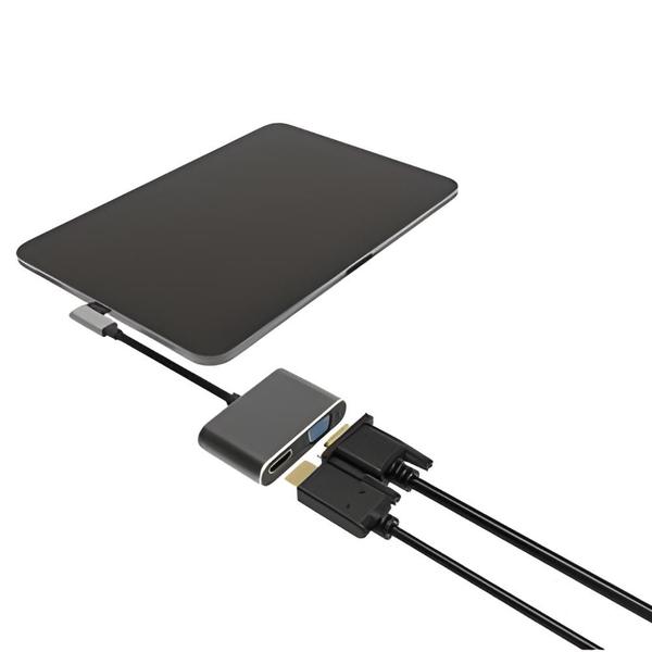 Imagem de Cabo Adaptador HUB 2 em 1 VGA HDMI USB Tipo C