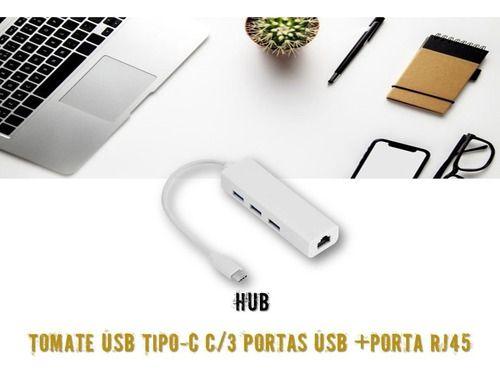 Imagem de Cabo Adaptador Hub Usb 3 Portas 2.0 e RJ45 Para Tipo C LE-5575