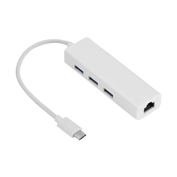 Imagem de Cabo Adaptador Hub Usb 3 Portas 2.0 e RJ45 Para Tipo C LE-5575