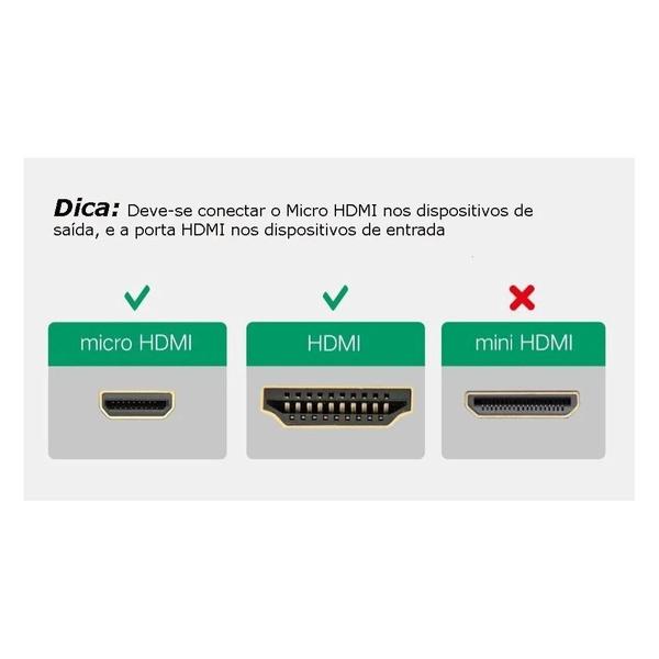 Imagem de Cabo Adaptador Micro Hdmi para Hdmi Ugreen 22cm Preto