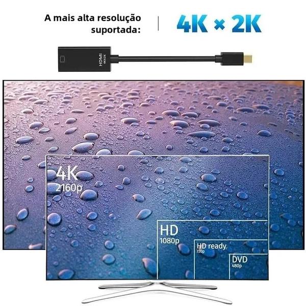 Imagem de Cabo Adaptador Mini DisplayPort para HDMI 4K -Compatível com Macbook Air e Pro