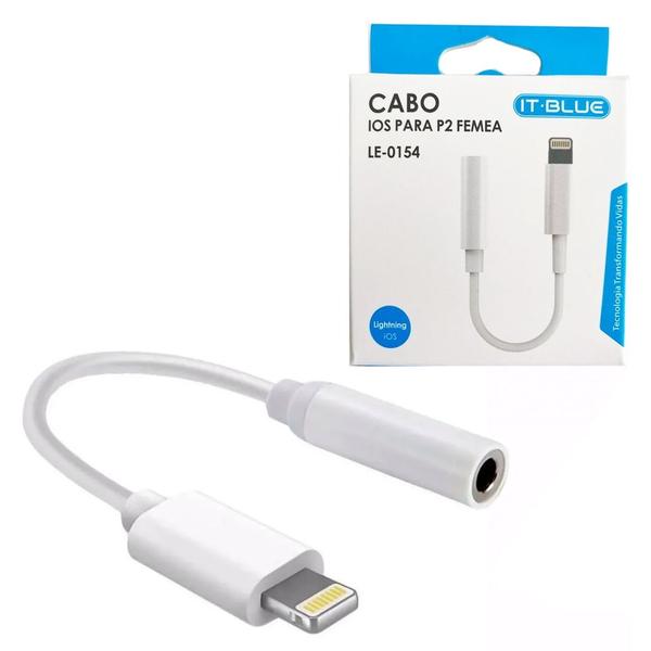 Imagem de Cabo Adaptador p/ Fone De Ouvido Celulares Ios Lightning 3.5mm P2 Branco