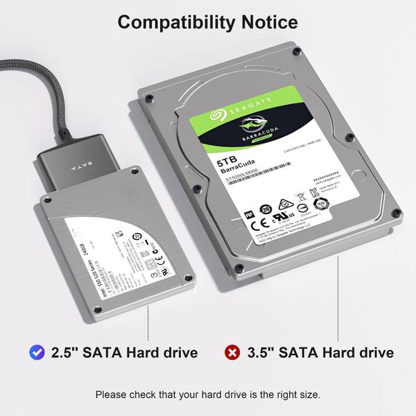 Imagem de Cabo adaptador SATA para USB +adaptador USB C para HDD/SSD