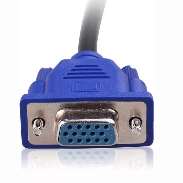 Imagem de Cabo Adaptador Splitter Duplicador Vga Y 1 Macho X 2 Femeas