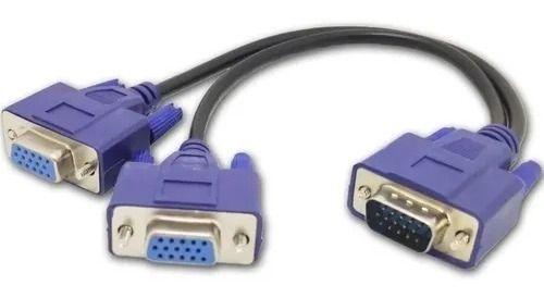 Imagem de Cabo Adaptador Splitter Duplicador Vga Y 1 Macho X 2 Femeas