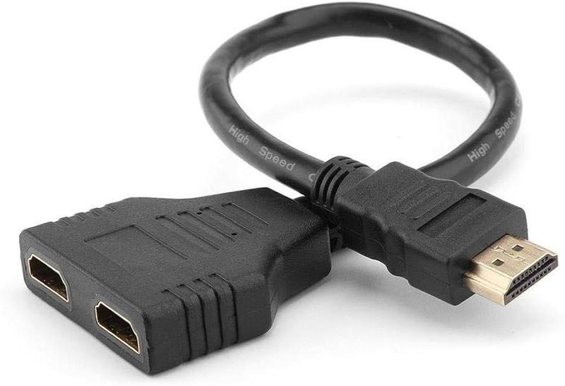 Imagem de Cabo adaptador splitter HDMI 1 entrada 2 saídas divisor de imagem