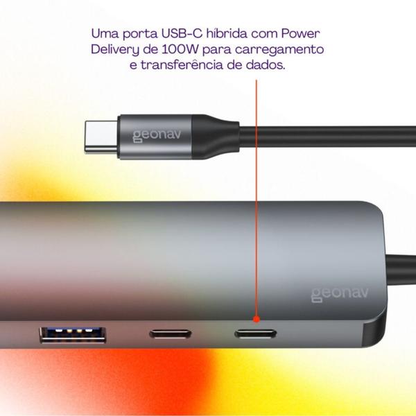 Imagem de Cabo adaptador uca12 multiportas em aluminio 4 em 1 usb-c/usb-a - geonav