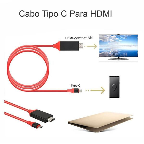 Imagem de Cabo Adaptador Usb 3.1 Tipo C Macho 4K Para Hdmi Macho