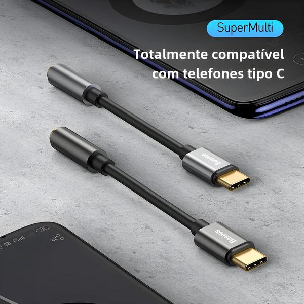 Imagem de Cabo Adaptador USB-C para 3,5mm AUX - Compatível com Huawei, Xiaomi e Mais