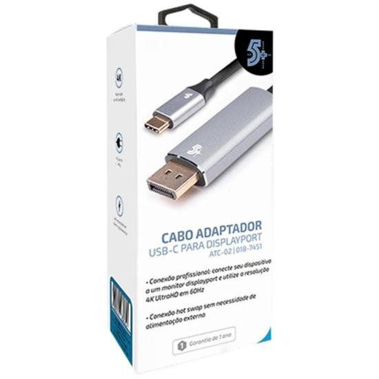 Imagem de Cabo Adaptador USB-C Para Dport Macho 4k 60hz 1.8m 5+