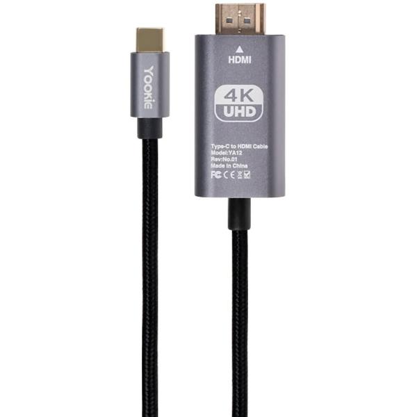 Cabo Adaptador USB-C para HDMI Yookie YA12 4K - 2 Metros Imagem de Cabo Adaptador USB-C para HDMI Yookie YA12 4K - 2 Metros
