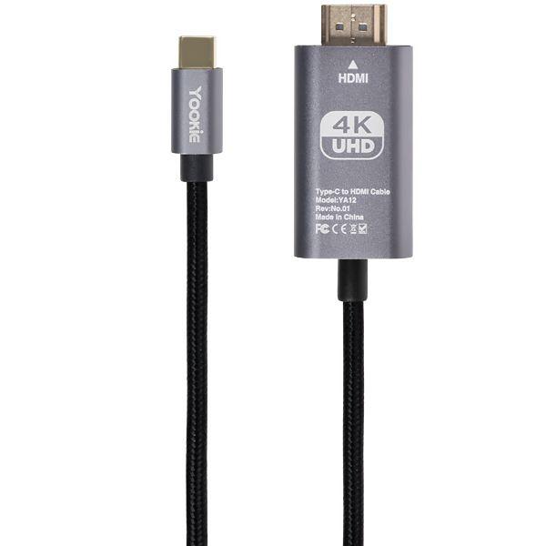 Imagem de Cabo Adaptador USB-C para HDMI Yookie YA12 de 2 Metros - Preto/Prata