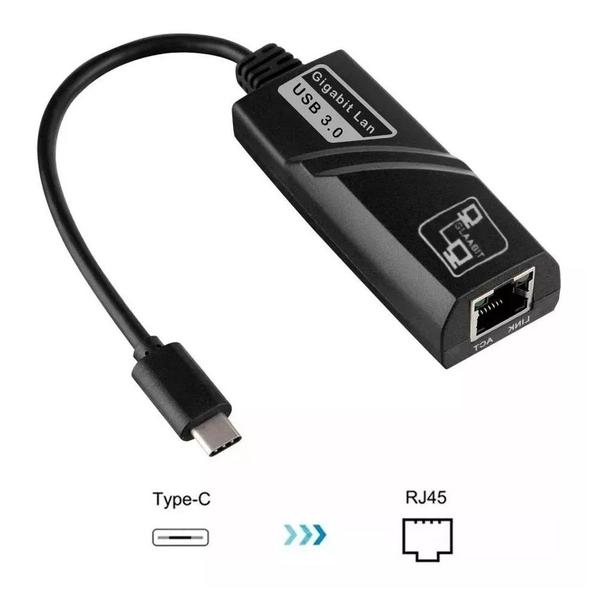 Imagem de Cabo Adaptador Usb C X Rj45 Internet Gigabit 10/100/1000mbps