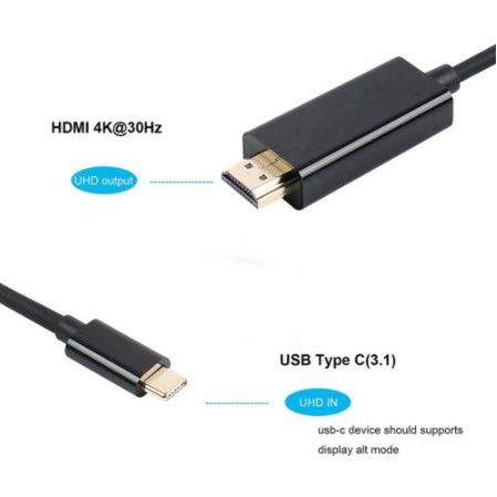 Imagem de Cabo Adaptador Usb Tipo C 3.1 Macho Para Hdmi Macho 1080P 4k 2k 1,80 Metros LT-T001 LOTUS