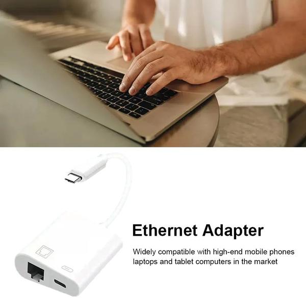 Imagem de Cabo Adaptador USB Tipo-C para RJ45 Com Carregamento 36 W