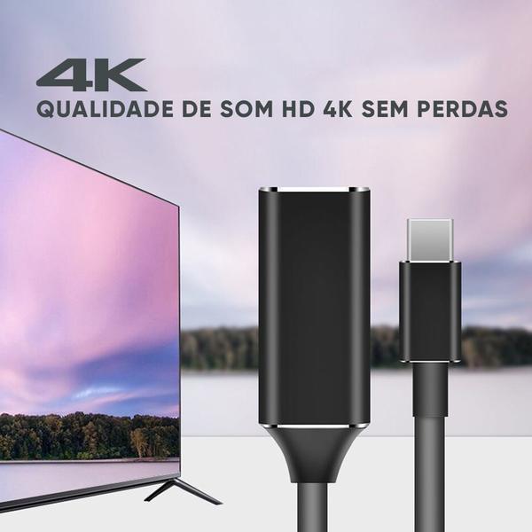 Imagem de Cabo Adaptador Vídeo Tipo-C Macho HDMI Fêmea 4K Ultra HD 3.1