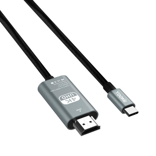 Imagem de Cabo Adaptador Yookie YA12 - 4K - Tipo c/HDMI - Espelhamento - 2 Metros - Preto