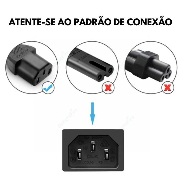 Imagem de Cabo Alimentação Tripolar Fonte Pc Monitor Padrão Inmetro