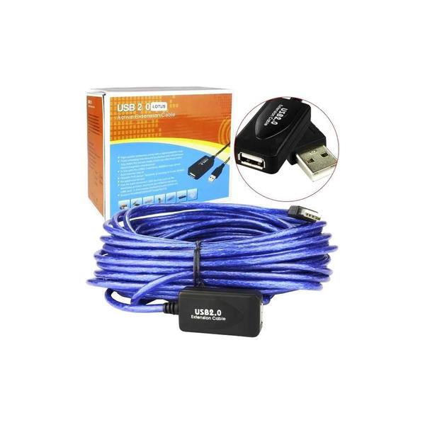 Imagem de Cabo Amplificado Extensor 10M Macho Femea Usb 2.0 10 Metros