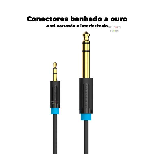 Imagem de Cabo Audio P2 Para P10 Estereo Dj Fone Blindado 3m Vention