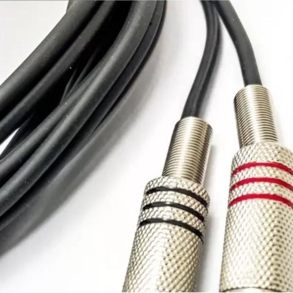 Cabo Áudio Plug 2 Rca + 2 P10 Mono Blindado Profissional Bertô Preto Imagem de Cabo Áudio Plug 2 Rca + 2 P10 Mono Blindado Profissional Bertô Preto