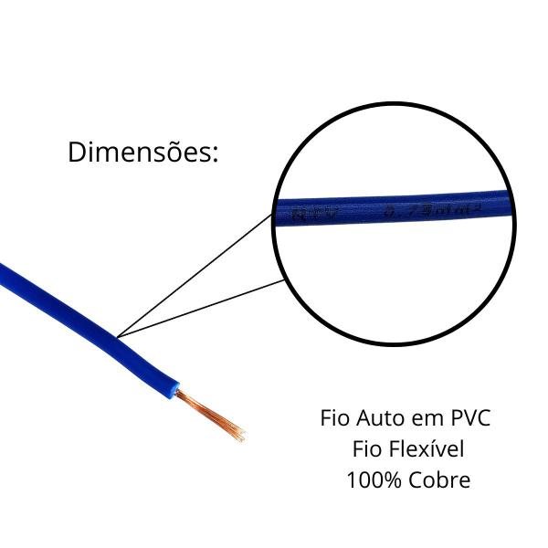 Imagem de Cabo Auto 0,75mm Fio Puro Cobre Flexível Azul Rolo 100 M