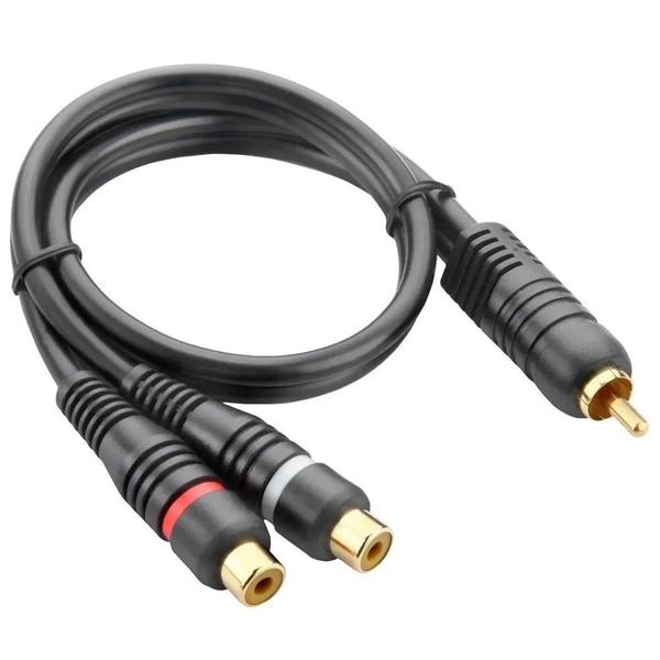 Imagem de Cabo Automotivo 2 RCA Fêmea Y x 1 Rca Macho 0,5mm 25cm