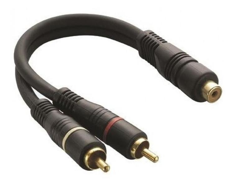 Imagem de Cabo Automotivo 2 RCA Macho Y x 1 Rca Fêmea 0,5mm 25cm