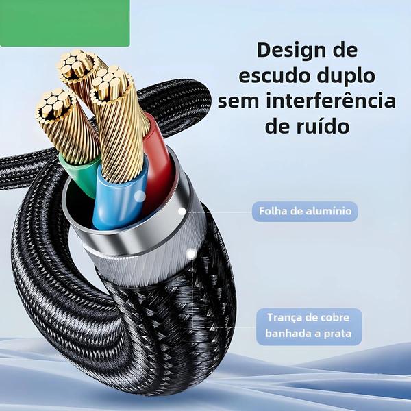 Imagem de Cabo Auxiliar 3.5mm para 2 RCA - Adaptador para TV, Amplificador e Mais