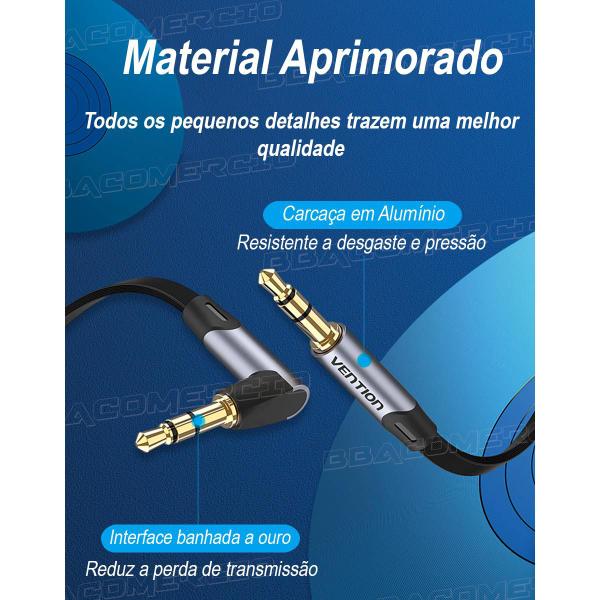 Imagem de Cabo Auxiliar Áudio P2 Resistente Estereo Para Caixa De Som 1M