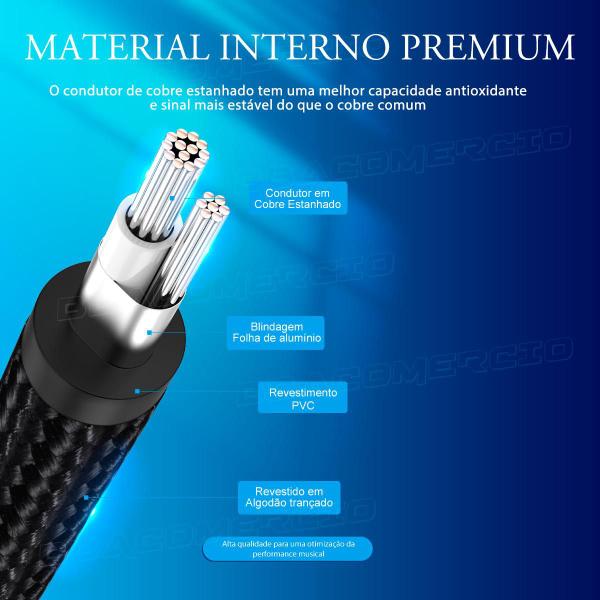 Imagem de Cabo Auxiliar Extensor P10 X P10 6.5mm X 6.5mm 5 Metros Mono