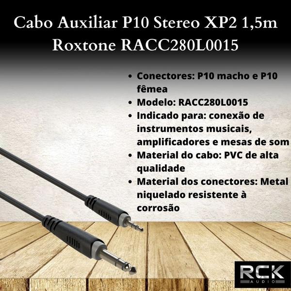 Imagem de Cabo Auxiliar P10 Stereo X P2 1,5m Roxtone RACC280L0015