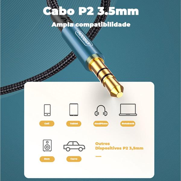 Imagem de Cabo Auxiliar P2 Dj Multimídia Carro Celular 2m Joyroom